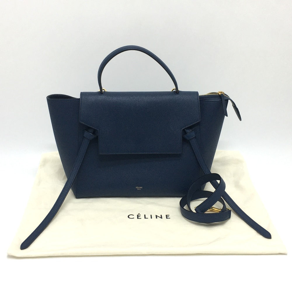 CELINE 176103ZVA.07DS Flap Belt Bag, Mini Bag, Semi-Shoulder Bag, Handbag, Calfskin, Women's, Deep Sea Blue, Navy