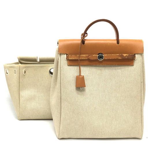HERMES 替えバック付き エールバッグ アドPM カバン 2WAY リュックサック レザー レディース ナチュラル ベージュ