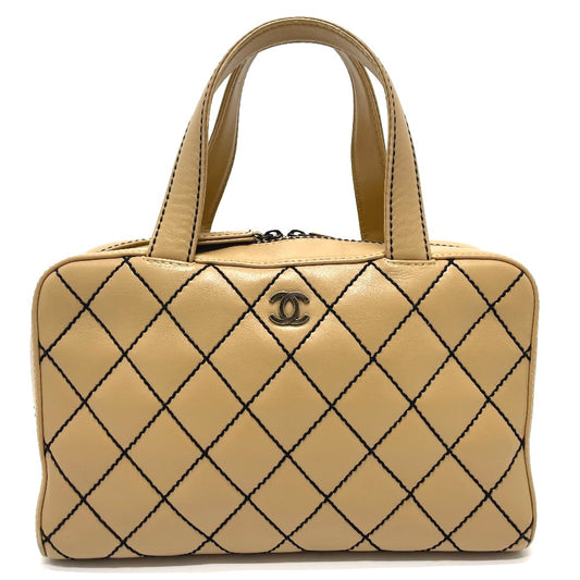 CHANEL CC ココマーク ワイルドステッチ カバン ヴィンテージ トートバッグ ハンドバッグ ラムスキン レディース ベージュ
