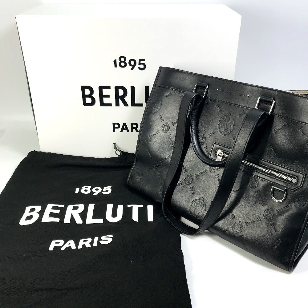 Berluti Logo Uris Small 2-Way Business Tote Bag in Black Leather for Men