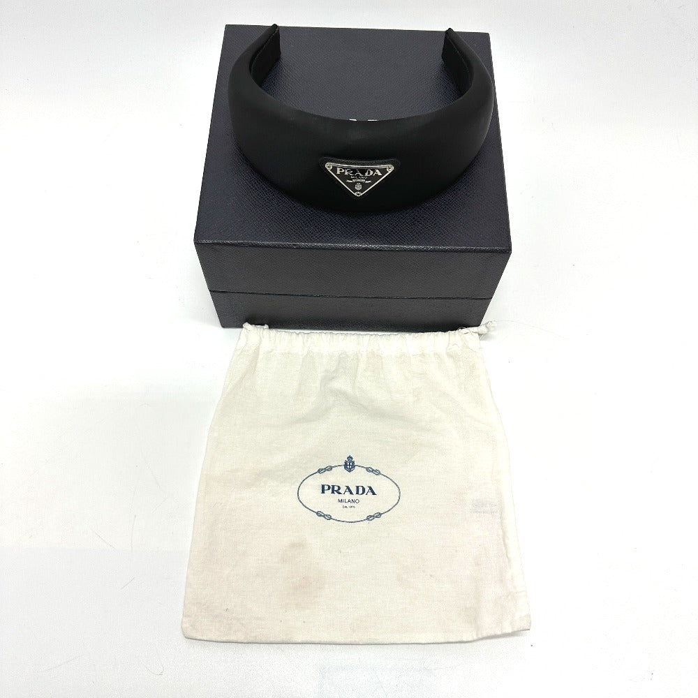 PRADA Triangle Logo Hair Accessory Headband Nylon Headband for Women in Black