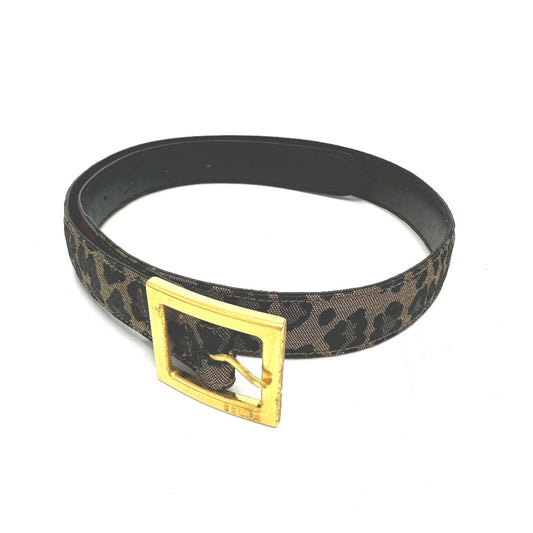 FENDI レオパード ベルト キャンバス/レザー レディース ブラウン/レッド