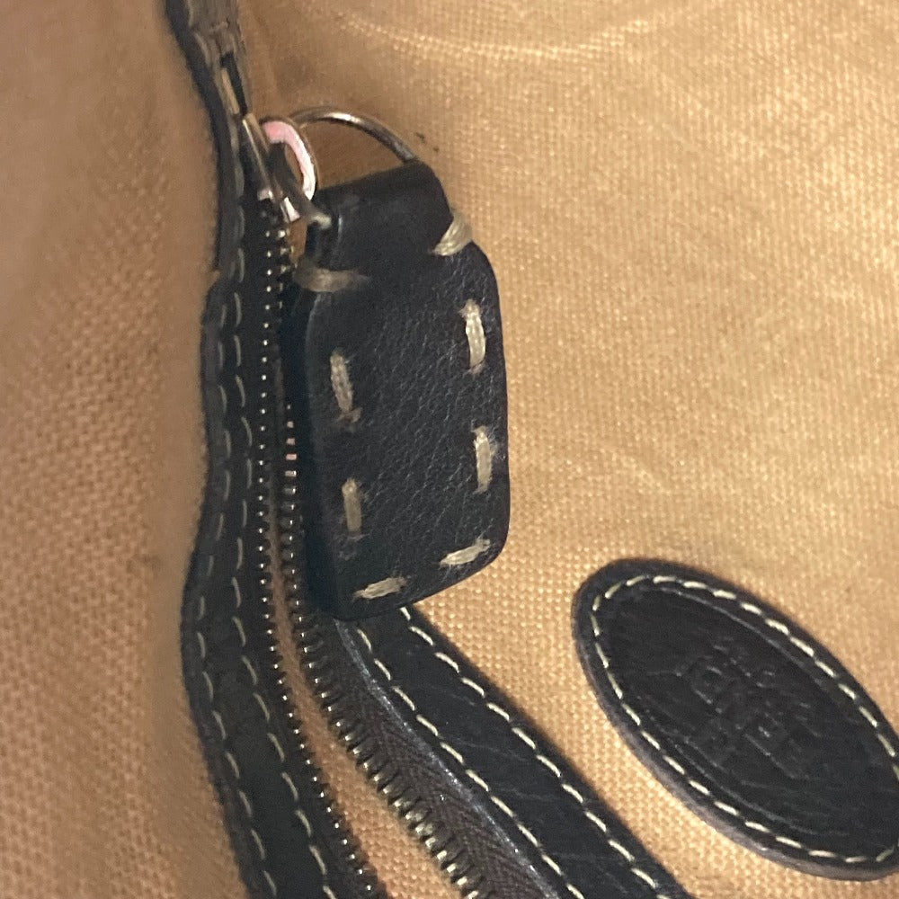 FENDI Selleria Logo Pochette Shoulder Bag in Dark Brown Leather