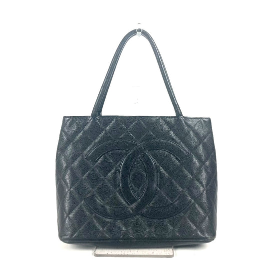 CHANEL A01804 復刻トート CC ココマーク ショルダーバッグ 肩掛け カバン トートバッグ キャビアスキン レディース ブラック - brandshop-reference
