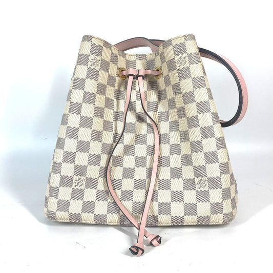 LOUIS VUITTON N40152 Damier Azur NeoNoe กระเป๋าทรงถัง กระเป๋าสะพายข้าง Damier Azur Canvas สำหรับผู้หญิง สี Aude Rose White