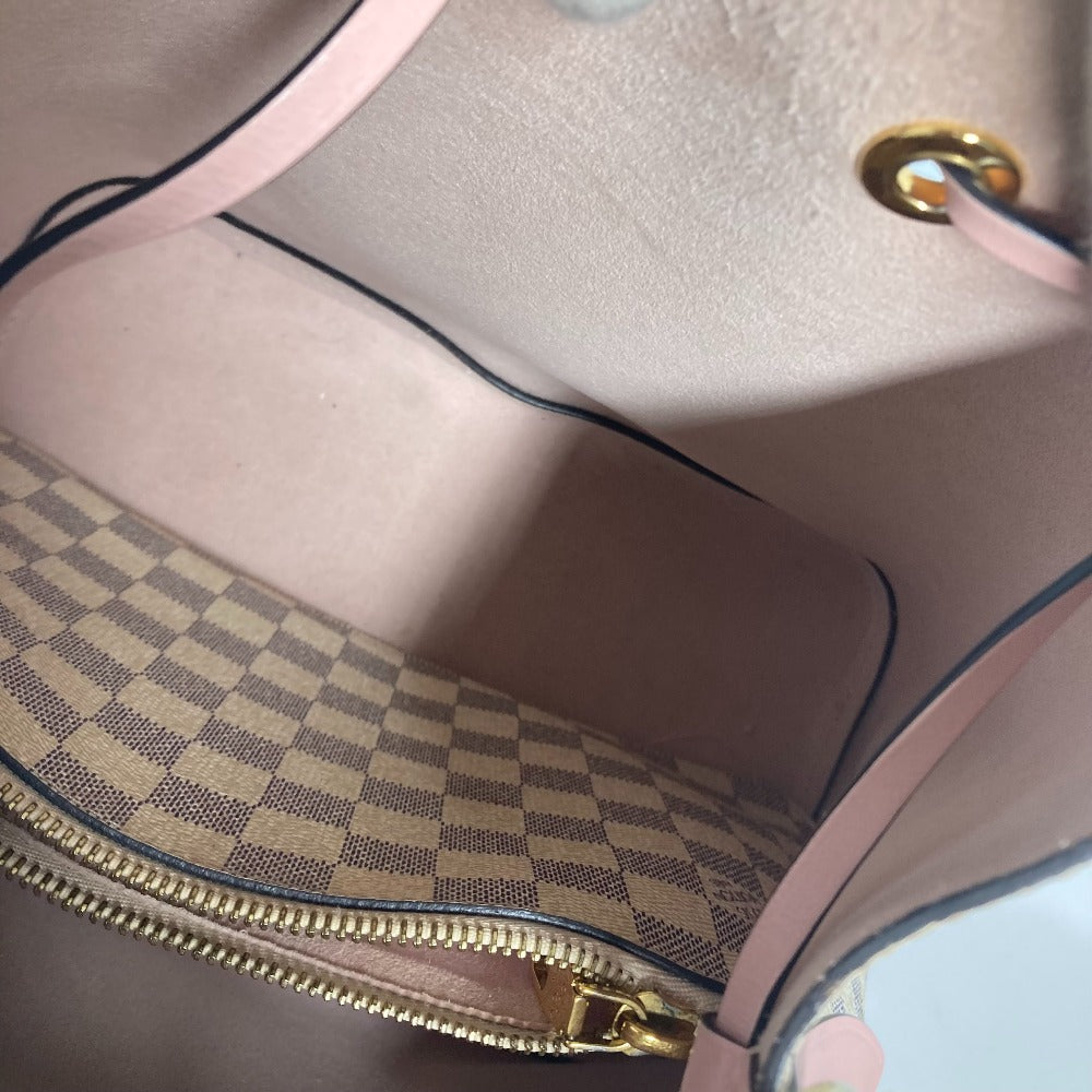 LOUIS VUITTON N40152 Damier Azur NeoNoe Drawstring Bucket Shoulder Bag in Damier Azur Canvas, Women's, Oud Rose, White