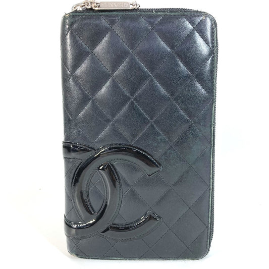 CHANEL A26710 カンボンライン トラベルケース CC ココマーク ラウンドファスナー 長財布 レザー レディース ブラック