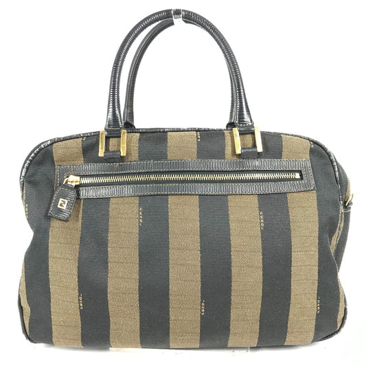 FENDI ヴィンテージ ペカン カバン ミニボストンバッグ ショルダーバッグ 肩掛け ハンドバッグ レザー/キャンバス レディース ブラック