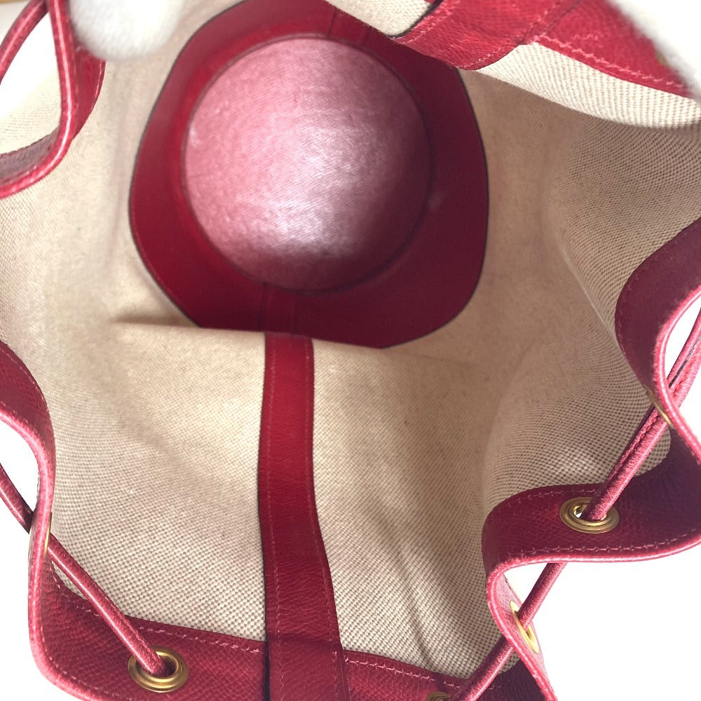 HERMES Vintage Standy Bag, Crossbody Drawstring Shoulder Bag, Leather/Canvas, Women's, Red