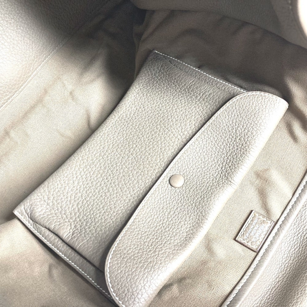 HERMES Perforated H Logo Hoodie Tote Bag, Boston Bag, Handbag, Leather/Canvas, Unisex, Gray