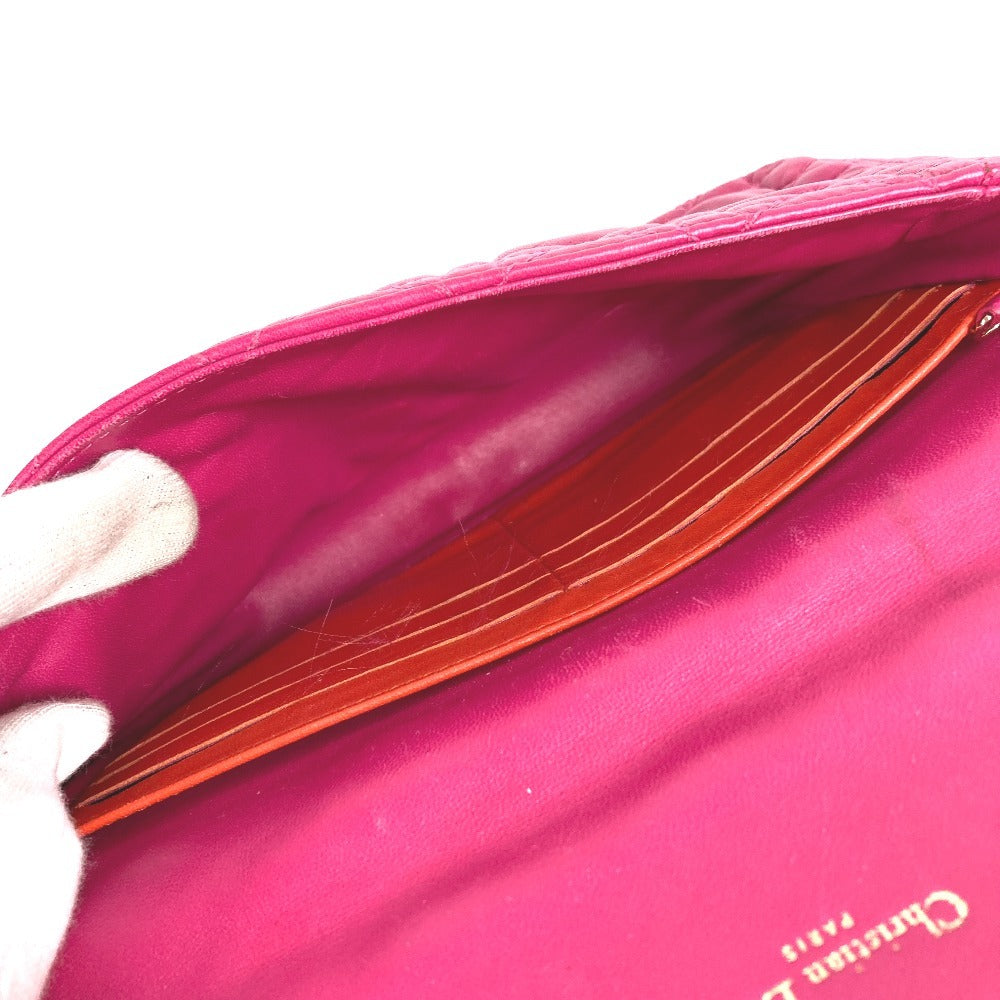 Dior 2-Way Bag, Cannage Logo Clutch Bag, Crossbody Bag, Chain Bag, Shoulder Bag, Leather, Women's, Pink