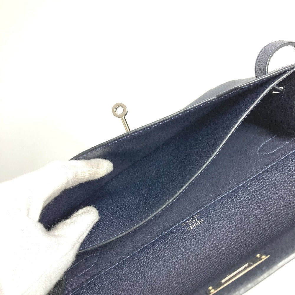 HERMES Kelly Depeche 25 Second Bag Pouch Bag Flap Clutch Bag Togo Unisex Navy