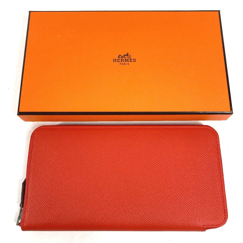 HERMES Azap Long Silk-in Wallet, Long Wallet with Round Zipper, Epson Women's Capucines, Orange