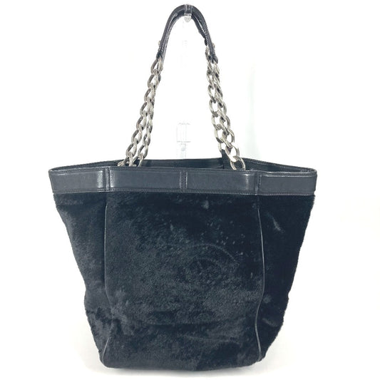 CHANEL CC ココマーク ロゴ トートバッグ カバン チェーンバッグ 肩掛け ショルダーバッグ ハラコ レディース ブラック