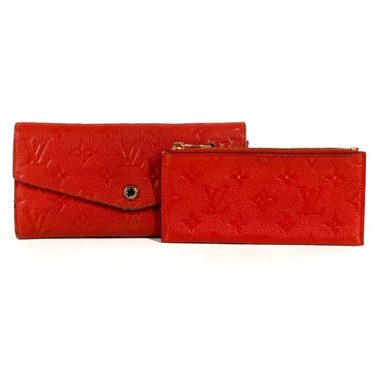 LOUIS VUITTON M60302 モノグラムアンプラント ポルトフォイユ・キュリユーズ 2つ折り フラップ ロングウォレット コインケース付き 長財布 モノグラムアンプラントレザー ユニセックス オリアン レッド