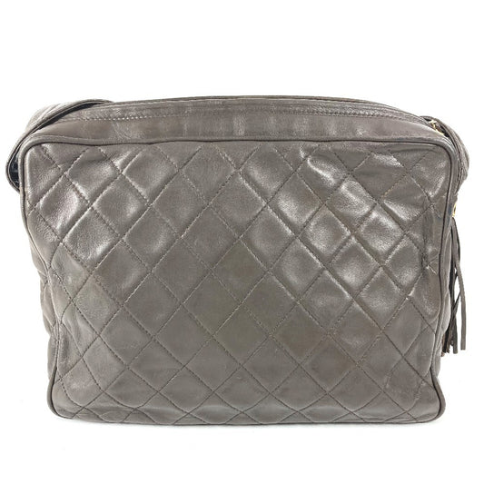 CHANEL ヴィンテージ CC ココマーク ロゴ キルティング マトラッセ カバン 斜め掛け フリンジ タッセル ココボール ショルダーバッグ レザー ユニセックス ブラウン