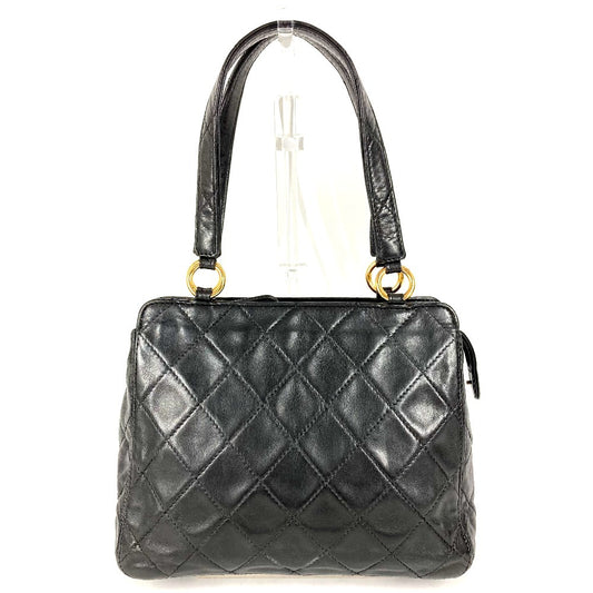CHANEL ヴィンテージ ロゴ マトラッセ キルティング カバン トートバッグ ショルダーバッグ 肩掛け ハンドバッグ レザー ユニセックス ブラック