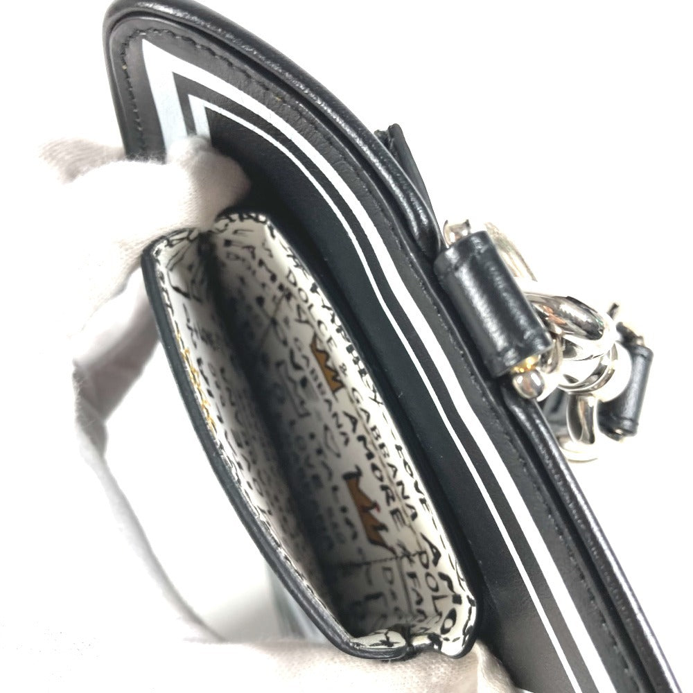 DOLCE&GABBANA Logo Multi Pouch with Strap Leather Women's Black