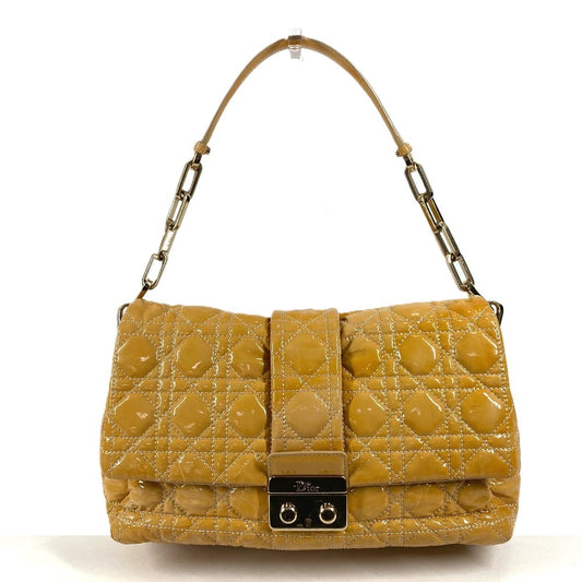 Dior Cannage Logo Chain Bag Shoulder Bag Handbag Flap Shoulder Bag Enamel Women's Beige