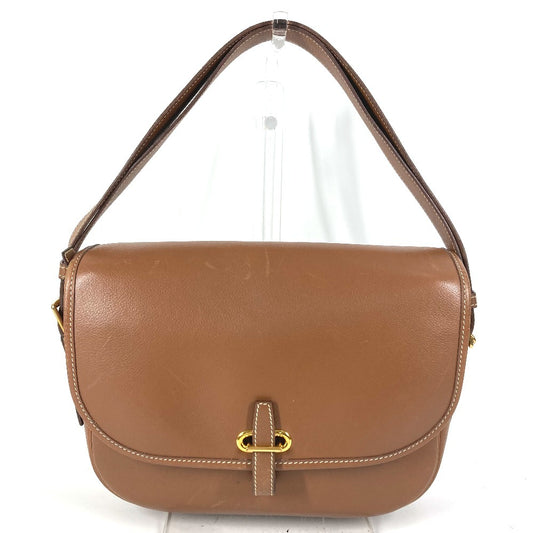 HERMES ヴィンテージ パドックゴルフ カバン フラップ ショルダーバッグ ハンドバッグ ショルダーバッグ レザー ユニセックス ブラウン