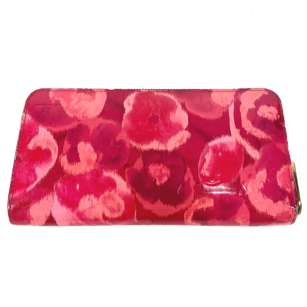 LOUIS VUITTON M90019 イカットフラワー 花 ジッピーウォレット ロングウォレット ラウンドファスナー 長財布 パテントレザー レディース ピンク