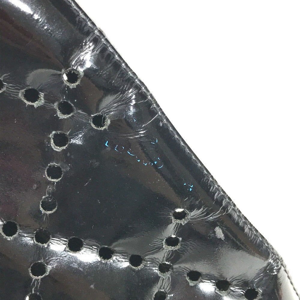 CHANEL チェーンバッグ CC ロゴ キルティング ココマーク パンチング トートバッグ カバン 肩掛け Wチェーン ショルダーバッグ エナメル ユニセックス ブラック
