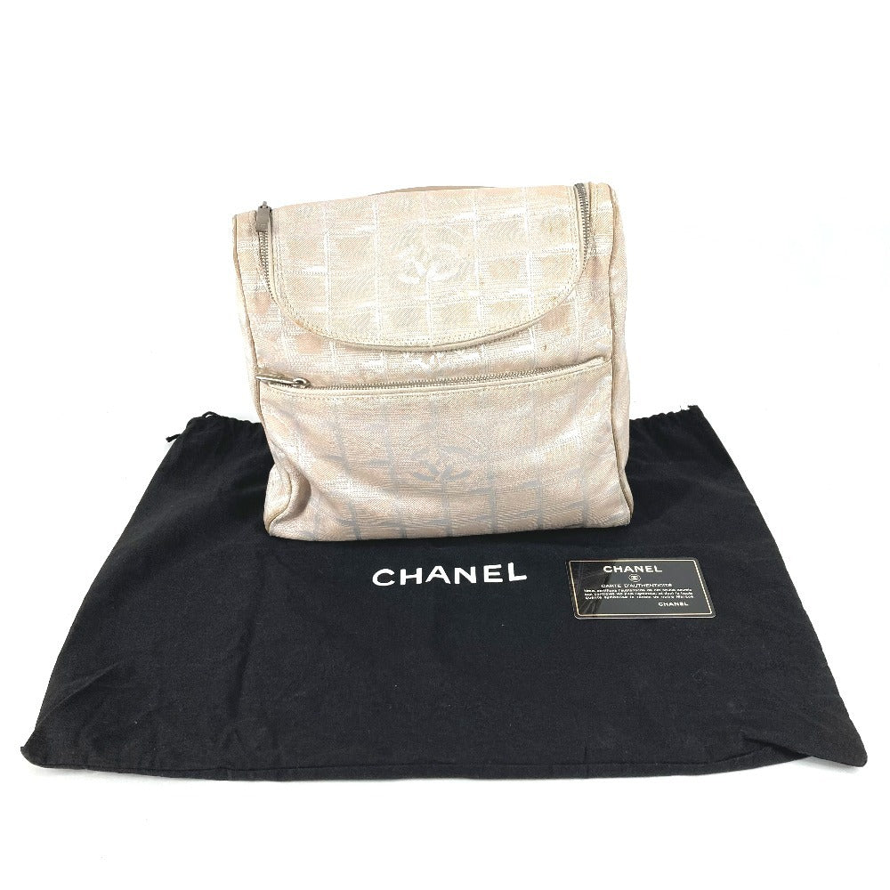 CHANEL A15958 New Travel Line CC Coco Mark Logo Bag Backpack Rucksack Nylon/Leather Ladies Beige