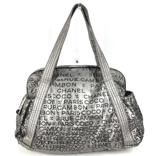 CHANEL アンリミテッド CC ココマーク ロゴ カバン ハンドバッグ ショルダーバッグ トートバッグ ボストンバッグ ナイロンキャンバス ユニセックス シルバー