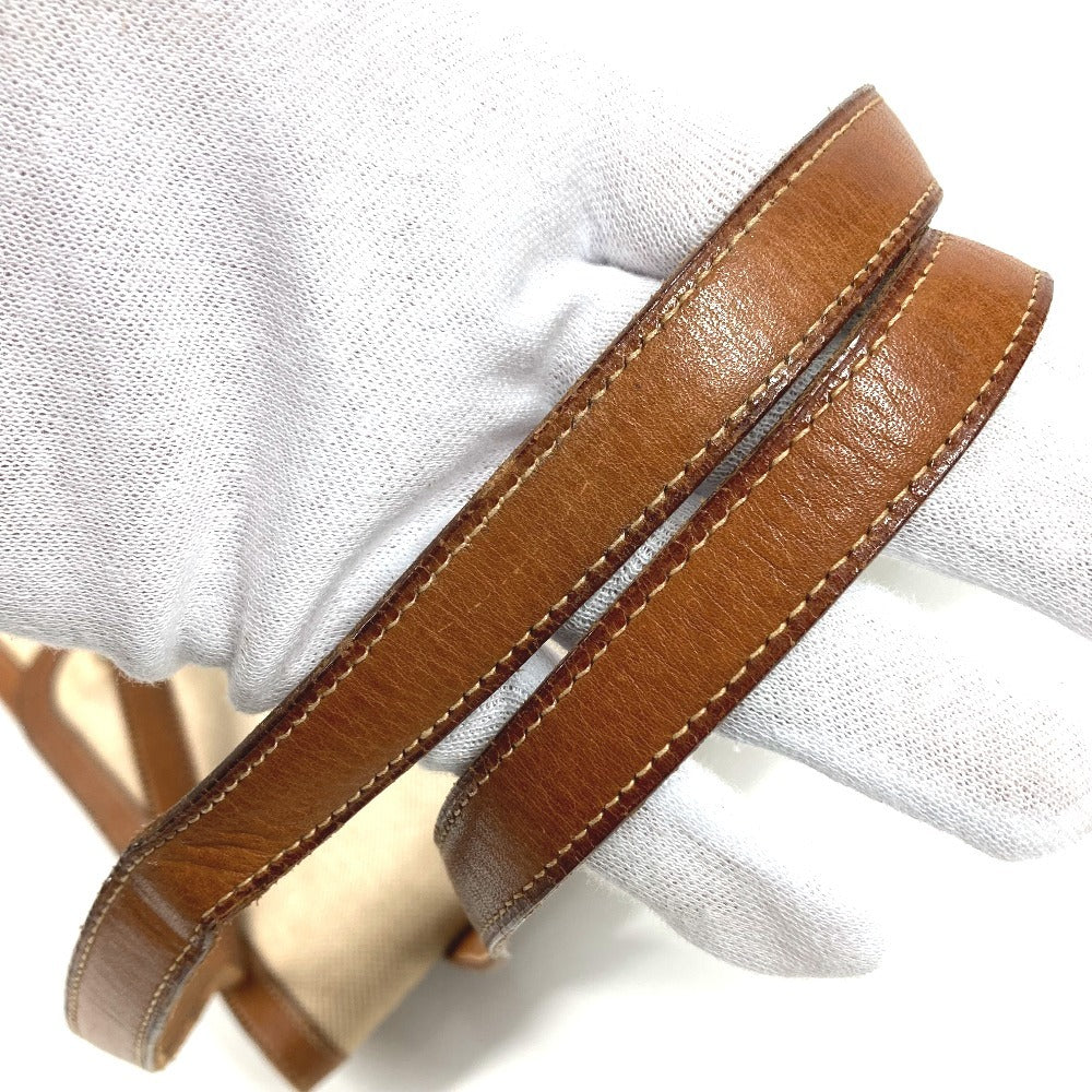 HERMES ヴィンテージ フラップ カバン 肩掛け トートバック ハンドバッグ ショルダーバッグ レザー/キャンバス ユニセックス ベージュ