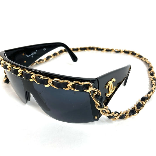 CHANEL 01456 チェーン CC ココマーク ロゴ めがね メガネ アイウェア 眼鏡 サングラス プラスチック ユニセックス ブラック