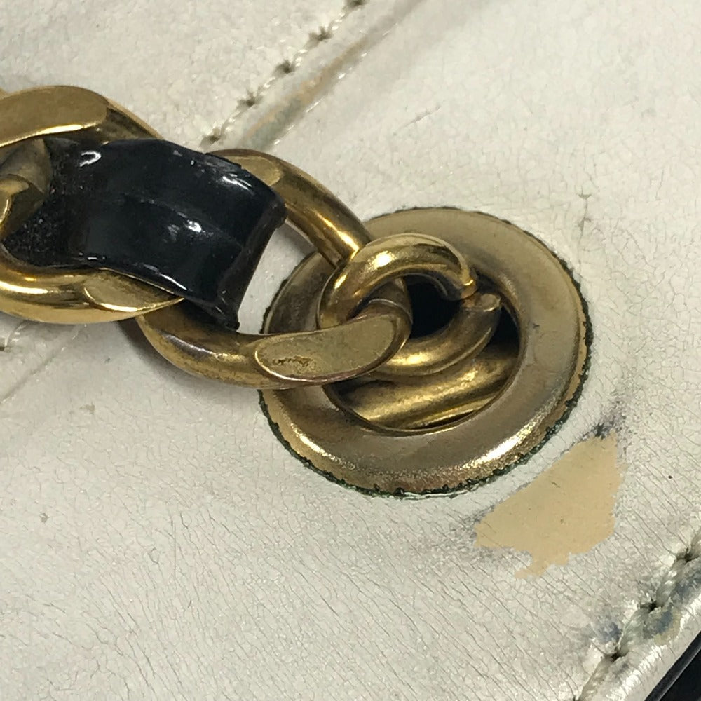 CHANEL ヴィンテージ CC ココマーク ロゴ Wチェーン カバン ハンドバッグ 肩掛け チェーンバッグ ショルダーバッグ パテントレザー レディース ブラック
