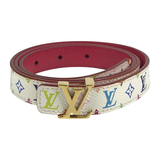 LOUIS VUITTON 不明 モノグラムマルチカラー サンチュールイニシャル アクセサリー バックル ボトムス用ベルト 細ベルト ベルト モノグラムマルチカラーキャンバス レディース ブロン ホワイト