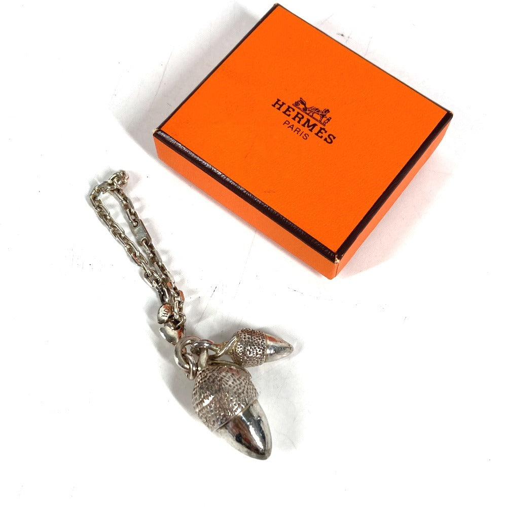 HERMES どんぐり ドングリ チェーン バッグチャーム キーホルダー SV925 ユニセックス シルバー