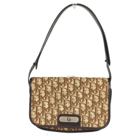 Dior ヴィンテージ ロゴ トロッター カバン ハンドバッグ 肩掛け ショルダーバッグ レザー/キャンバス ユニセックス ベージュ