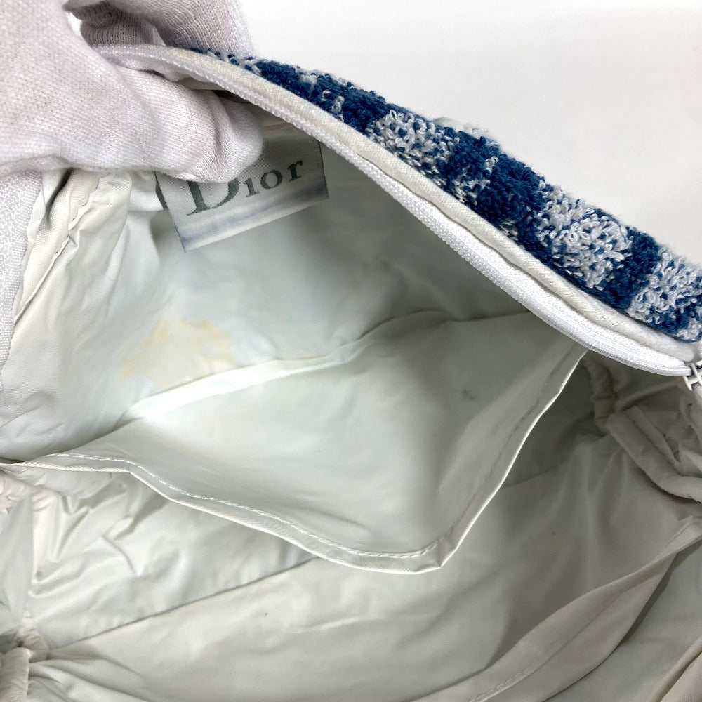 Dior Trotter Logo No. 2 Pile Pouch Bag Makeup Pouch 1 Cosmetics Pouch Hand Bag cotton blue/White Used