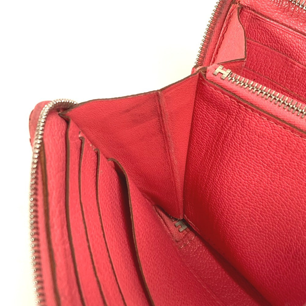 HERMES Perforated Logo Evelyn Azap Long Wallet Round Zipper Long Wallet Chevre Women's Pink