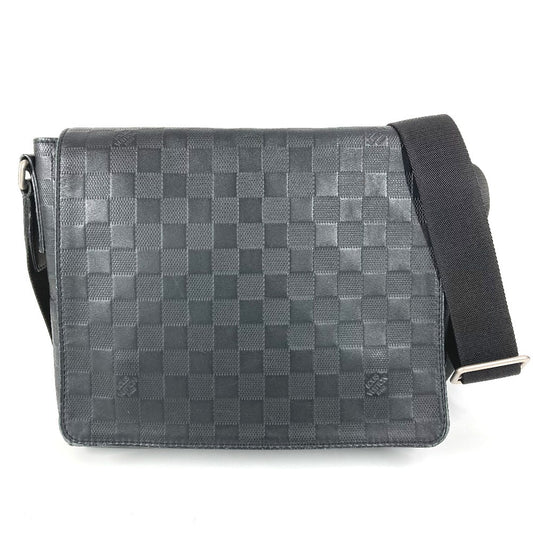 LOUIS VUITTON N41033 ダミエアンフィニ ディストリクトPM ディストリクトPM カバン フラップ 斜め掛け ショルダーバッグ ダミエアンフィニレザー ユニセックス オニキス ブラック