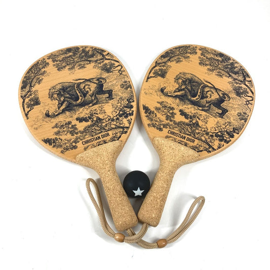 Dior Toile de Jouy Beach Racket Set, 2 rackets, Ball, Sport, Interior Decor, Sundries, Wood, Unisex, Navy