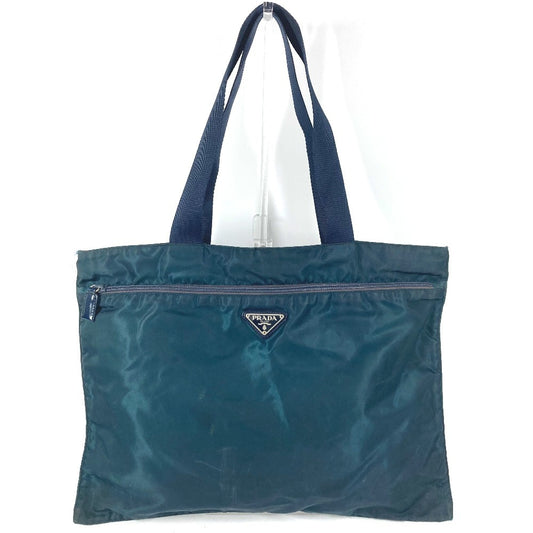 PRADA トライアングルロゴ 三角ロゴ プレート カバン トートバック 肩掛け ショルダーバッグ ナイロン ユニセックス ブルー系