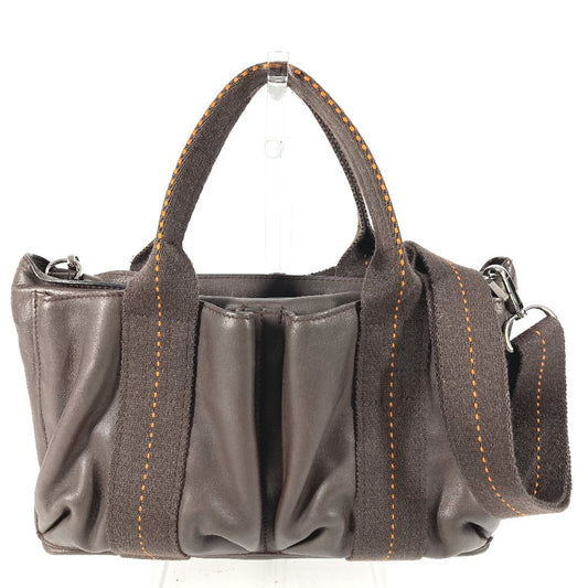 HERMES オレンジステッチ キャラバンホリゾンタルPM キャラバン ホリゾンタル PM カバン 2WAY ショルダーバッグ ハンドバッグ レザー レディース ブラウン