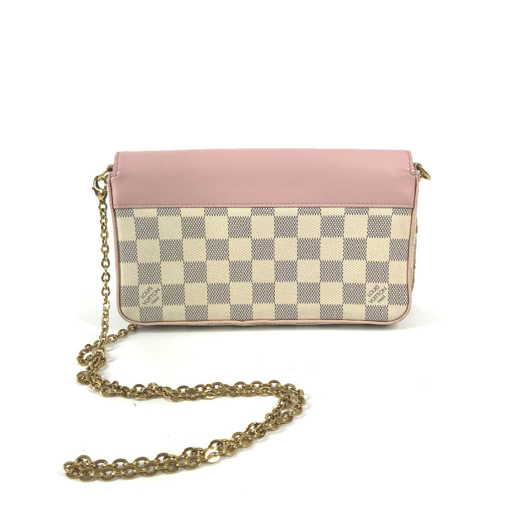 LOUIS VUITTON N60235 Damier Azur Pochette Felicie GM Chain Wallet Long Wallet Shoulder Bag Damier Azur Canvas Women's White