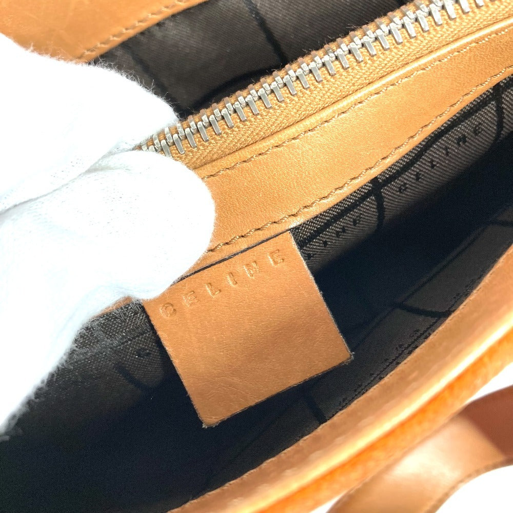 CELINE Macadam Logo Handbag/Tote Bag in Suede/Leather, Unisex, Orange