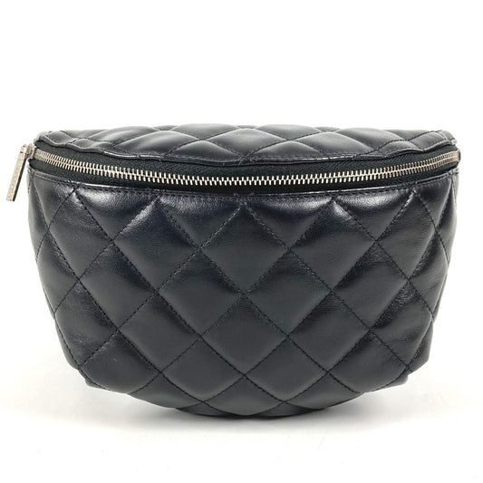 CHANEL ユニフォーム UNIFORM CC ココマーク マトラッセ ベルトバッグ ショルダーバッグ クロス ウエストバッグ ボディバッグ レザー レディース ブラック