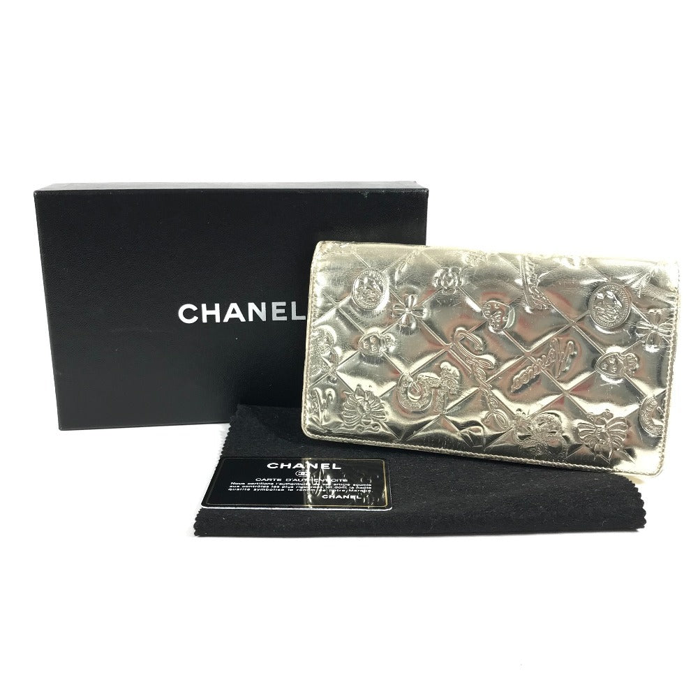 CHANEL A37151 CC Coco Mark Logo Icon Bi-fold Long Wallet Leather Unisex Gold