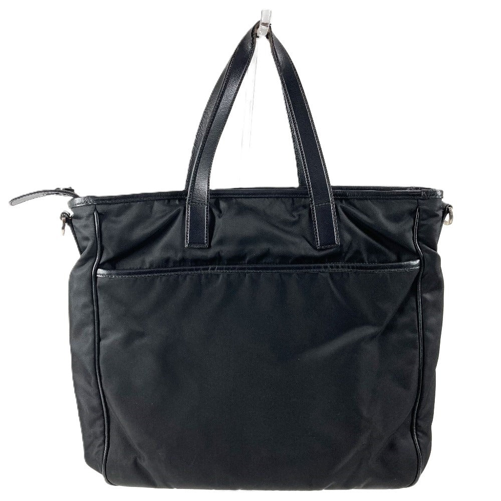PRADA VA1033 Triangle Logo Plate Bag Tote Bag Shoulder Bag Leather/Nylon Unisex Black