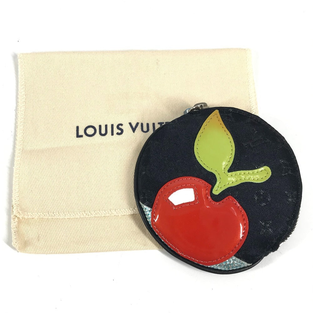 LOUIS VUITTON M92272 Monogram Satin Contes de Fées Apple Round Zipper Coin Purse Monogram Satin Canvas Unisex Black