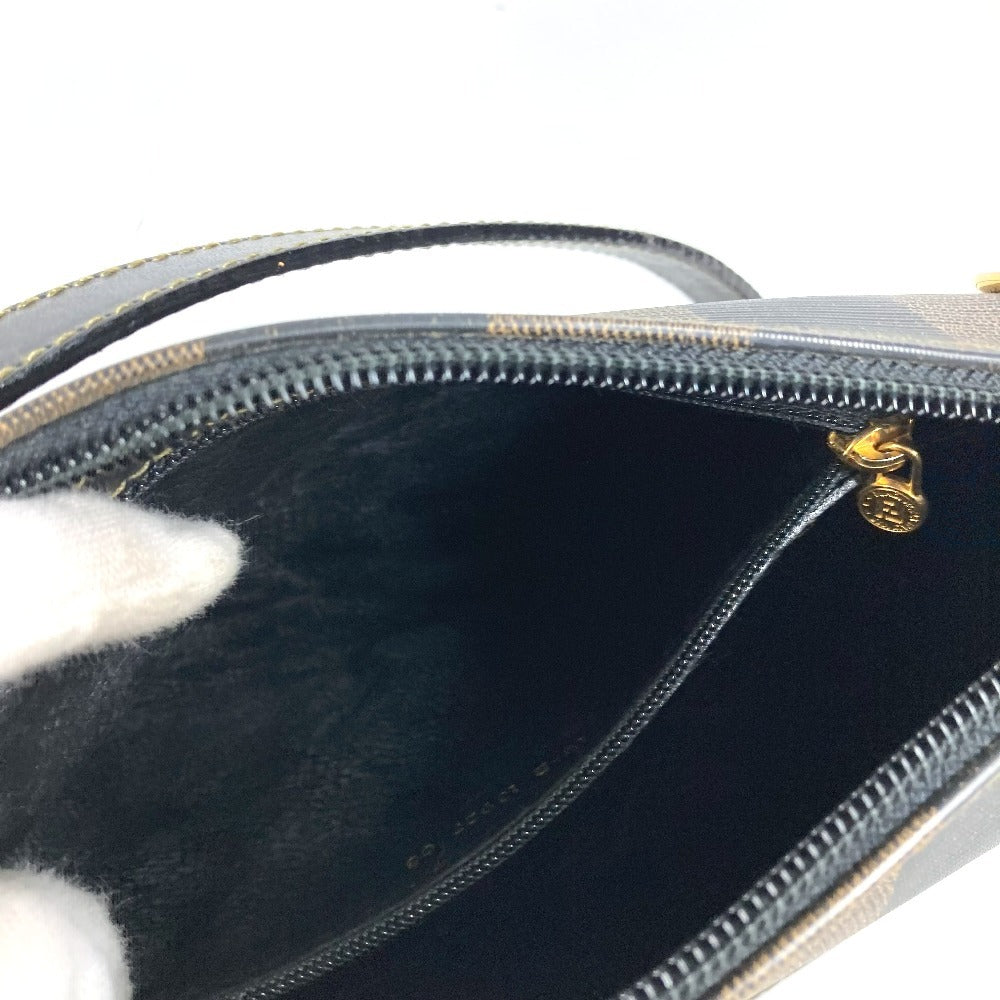 FENDI ヴィンテージ ペカン ロゴ カバン 斜め掛け ポシェット ショルダーバッグ PVC/レザー ユニセックス カーキ