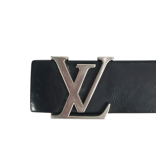 LOUIS VUITTON Ceinture initials Accessories Buckle Belt for Bottoms belt Leather Black/SilverHardware Used