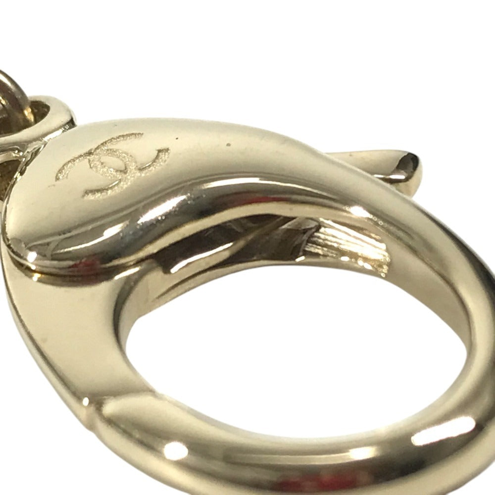 CHANEL 22P Lion Camellia Logo Animal Rhinestone Charm Bag Charm Key Holder Metal Black/Gold Used