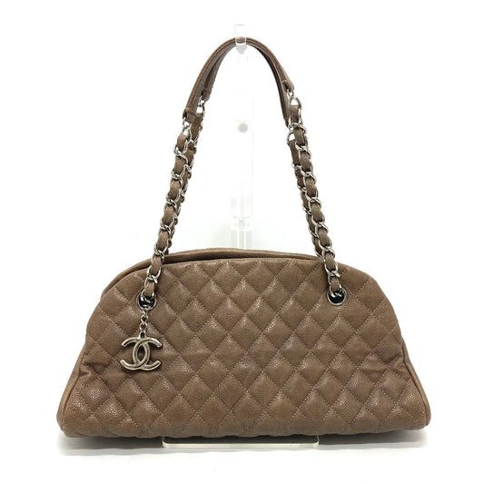 CHANEL CC ココマーク マドモアゼル ボーリング カバン チェーンバッグ ショルダーバッグ キャビアスキン レディース ブラウン